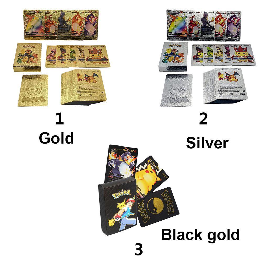 Suyo Kartu Pokemon Anak Baru Langka Koleksi Charizard Battle Power Card Metal Gold Silver