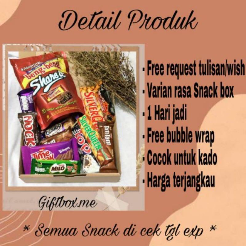 LANGSUNG KIRIM SNACK BOX / HAMPER SNACK / KADO SNACK / KADO ULANG TAHUN / ANNIVERSARY TERBAIK TERMURAH TERLARIS