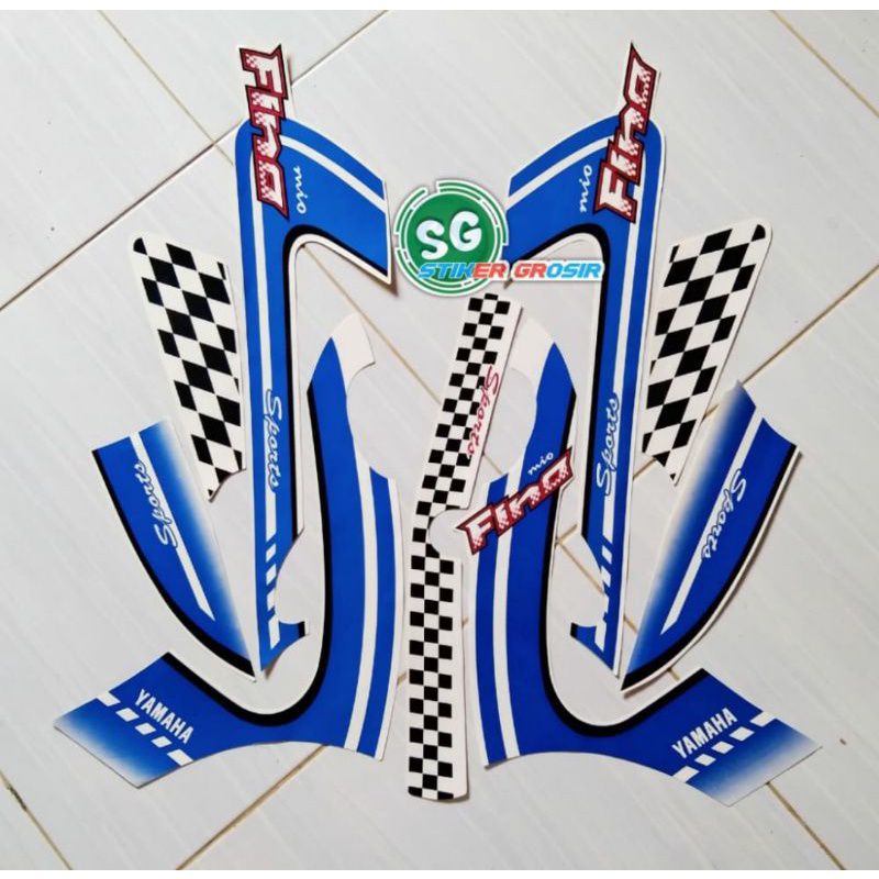 stiker striping Yamaha Fino sporty karbu 2012 - 2013 warna biru putih