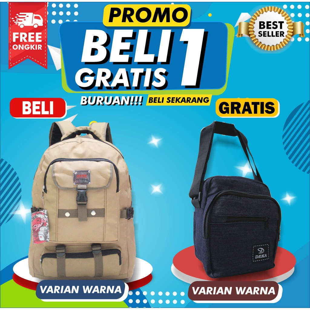 BELI 1 GRATIS 1 RANSEL DEKA TAS GENDONG SEKOLAH MUDIK TRAVELLING BACKPACKER KUAT SELEMPANG MURAH