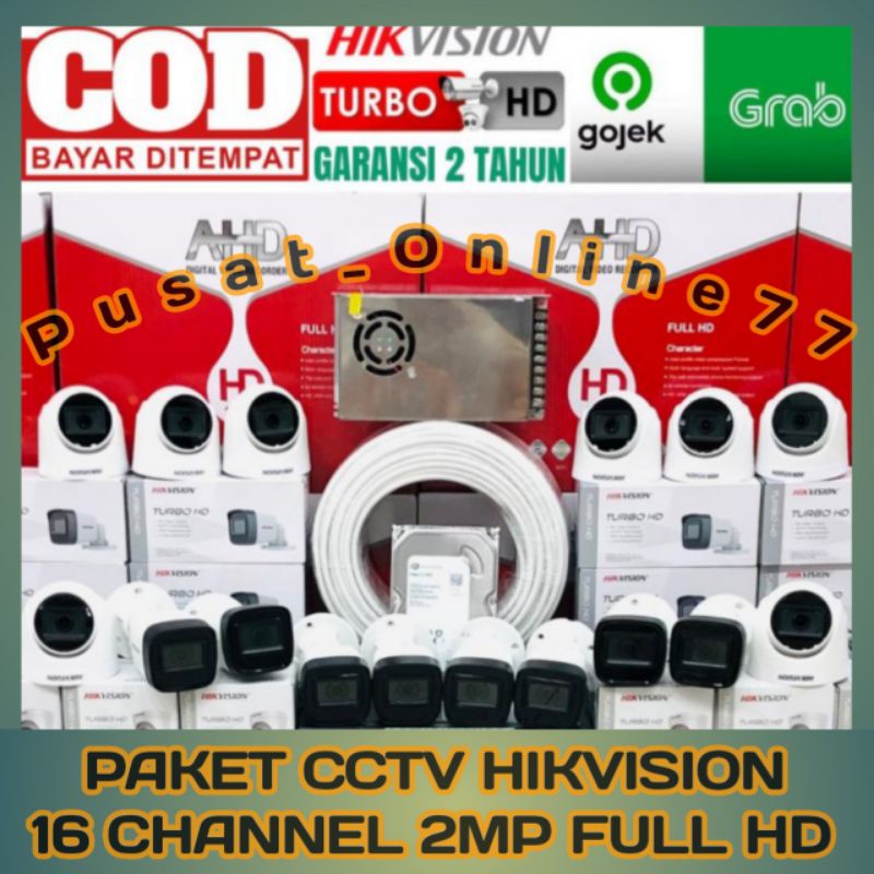 PAKET CCTV HIKVISION 16 CHANNEL 2MP FULL HD KOMPLIT SIAP PASANG