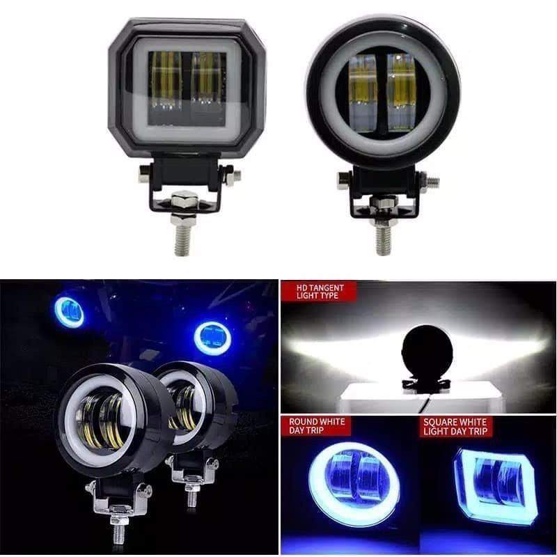 Lampu LED Tembak Sorot X2 Kotak Bulat 20 Watt 4D Mobil Motor Daymaker 20Watt 20W Cutoff