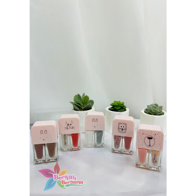 2IN1 kutek cat kuku Korea Lucu 2 Warna Gel Nail polish BB6424