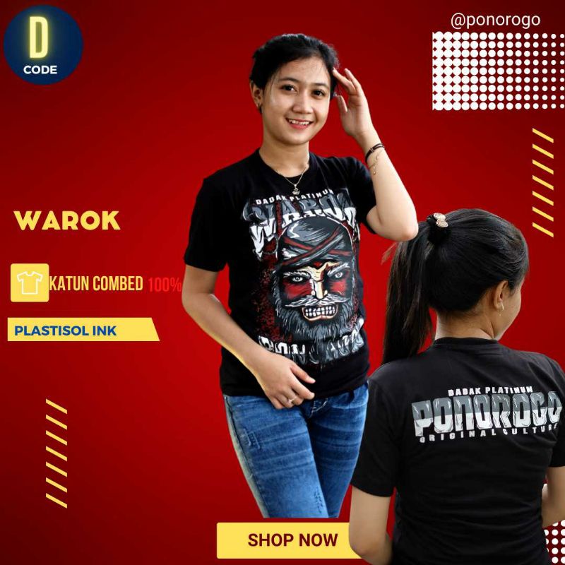 Kaos Warok Ponorogo Lengan Panjang Pendek Bahan Berkualitas