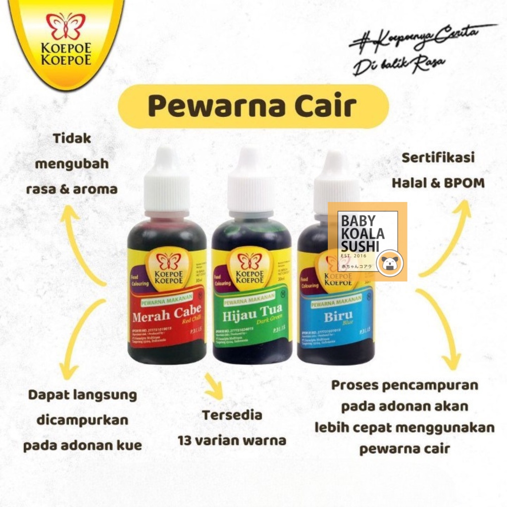 KOEPOE Pewarna Kue Makanan Warna Warni 30 ml | All Variant