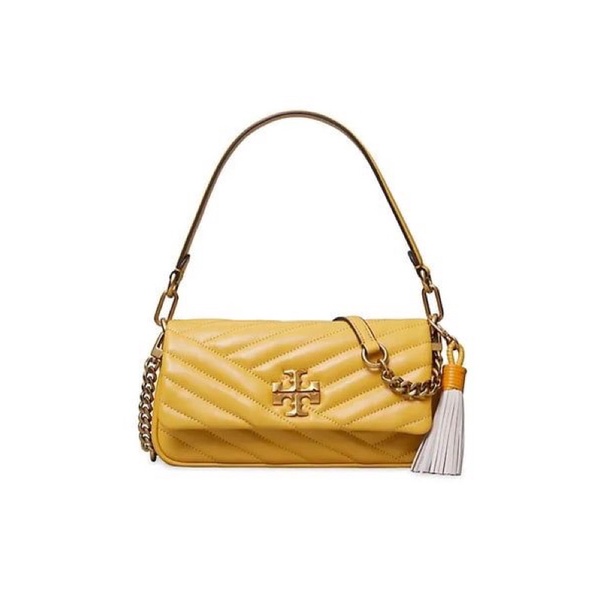 Tory Burch Kira Chevron Tassel Small Flap Shoulder Bag Golden Sunset