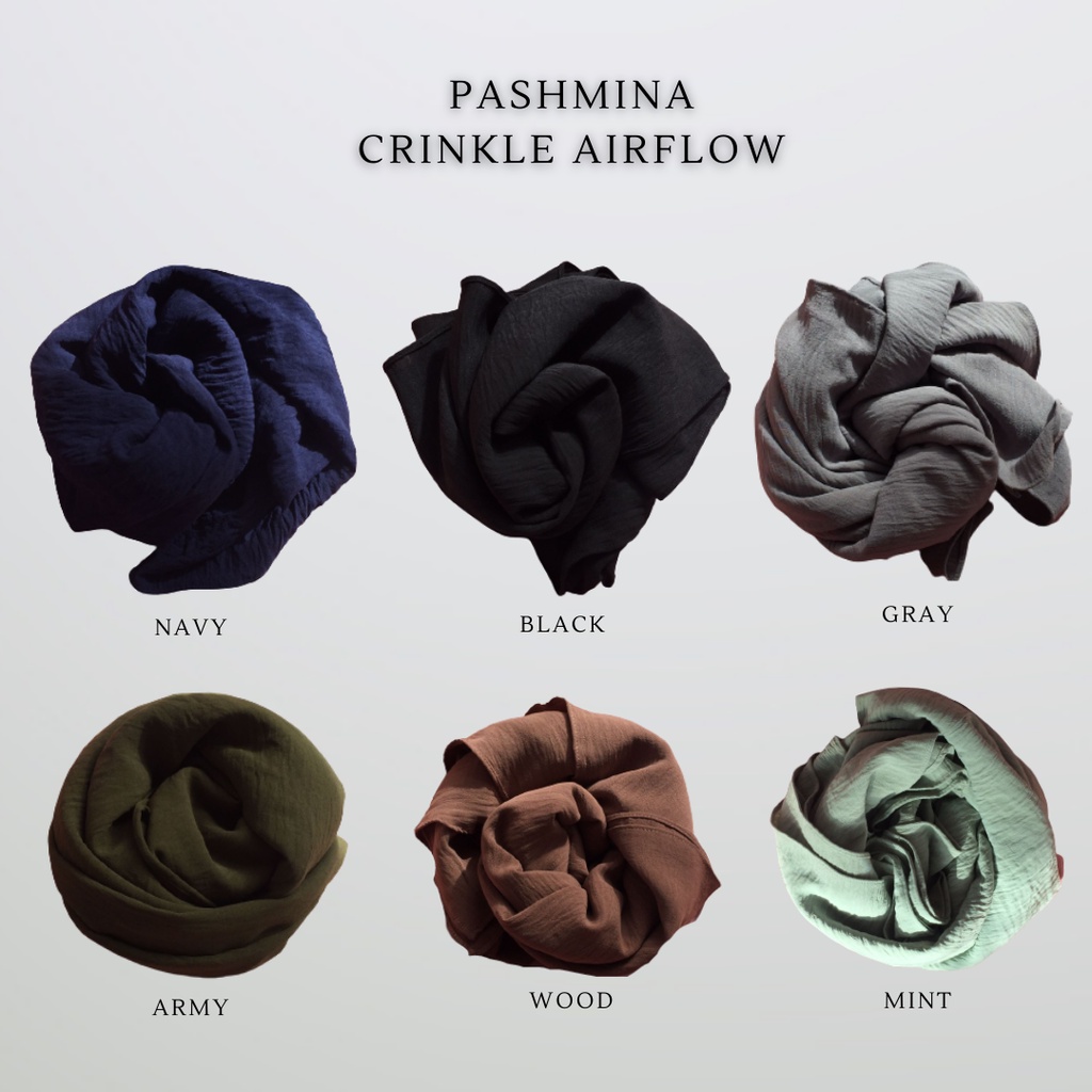 [Bisa COD] Pashmina Syar'i Crinkle Airflow Premium Ukuran 200x75cm Anti Nerawang Ternyaman