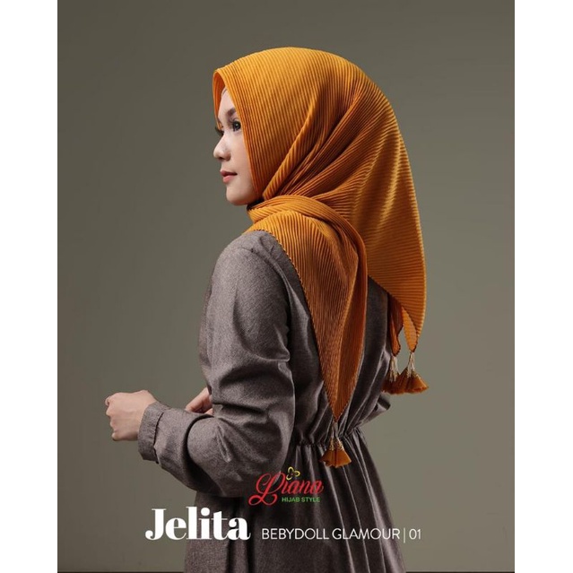 Jilbab Segiempat Segi Empat Plisket Polos Jelita Tassel Ori Liana Hijab