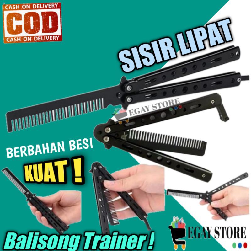 Sisir Lipat Besi Butterfly Balisong Trainer Sisir Rambut Pria Pomade Murah Training Knife Terlaris