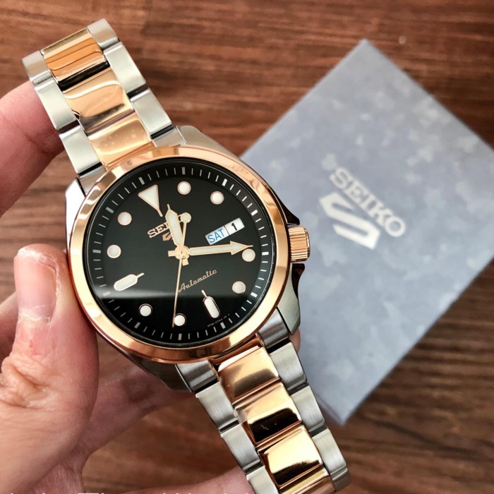 Jam Tangan Pria Seiko 5 Sports SRPE58K1 Original Silver Rose Gold SRPE58 Automatic