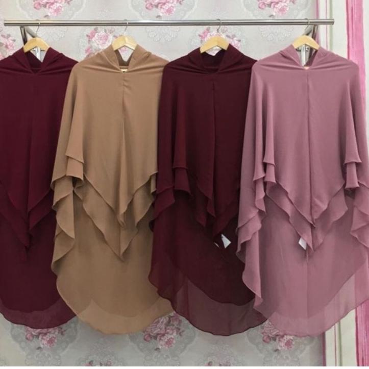 Terbagus.. Jilbab Khimar Syar'i Pet Antem 2 Layer Ceruti Babydoll