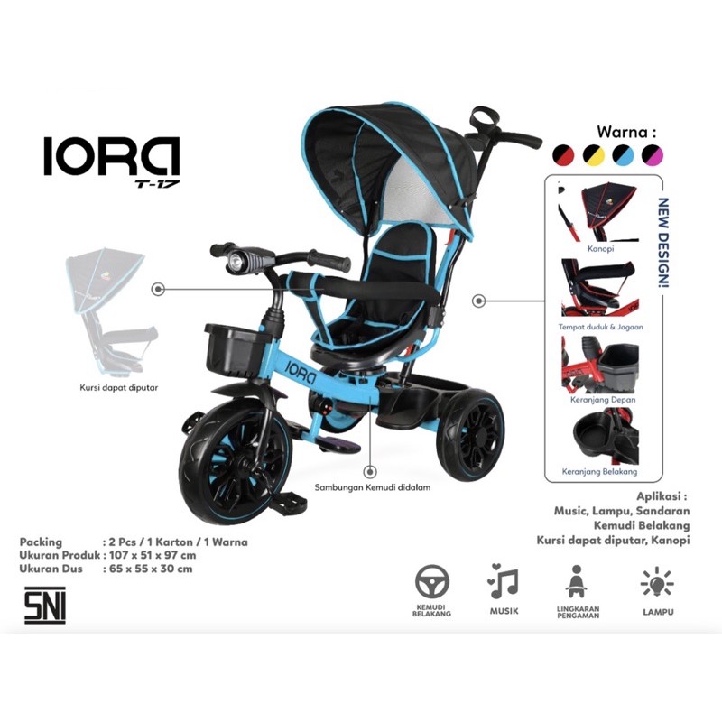 BABY STROLLER PMB IORA T17 TRICYCLE T-17 T 17 DORONGAN ANAK BAYI KERETA DORONG ANAK BAYI T09 T 09 T10 T 10 T11 T 11 T18 T 18 T21 T 21 T22 T 22 T23 T 23