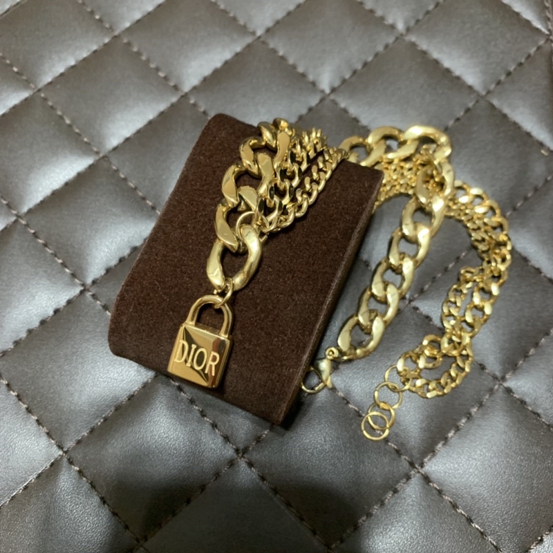 Kalung Rantai Titanium Gembok CD Gold