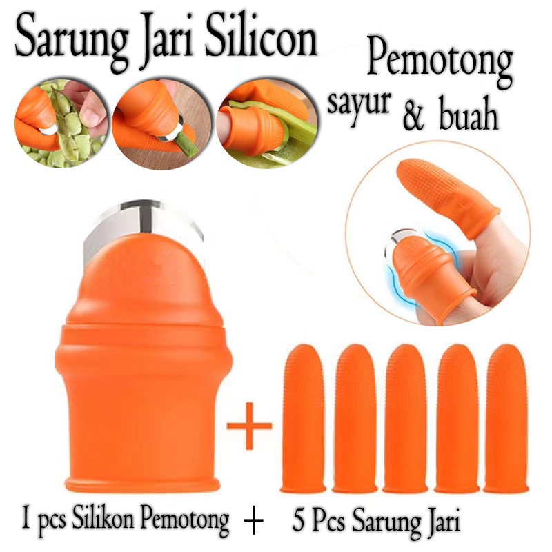 Sarung Jari Jempol Pisau Pemotong Buah Sayur Dapur Karet Silikon 6pcs