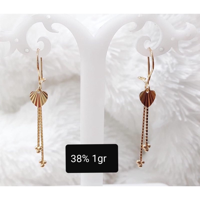 Anting wanita itali love emas asli kadar 375