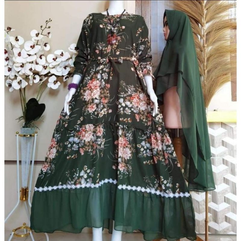 (BISA COD)GAMIS SET HIJAB MONALISA RENDA/SYAR'I CERUTY DOBEL 2LAYER/BUSUI/REALPICT/TERLARIS/TERMURAH-2