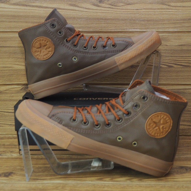 CONVERSE KULIT SINTETIS  SEPATU ALL STAR MOTIF KULIT JERUK COKLAT MUDA LOW