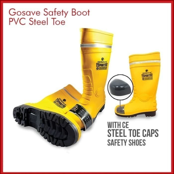 SEPATU BOOT SAFETY RUBBER GOSAVE SPARTA WITH STEEL TOE