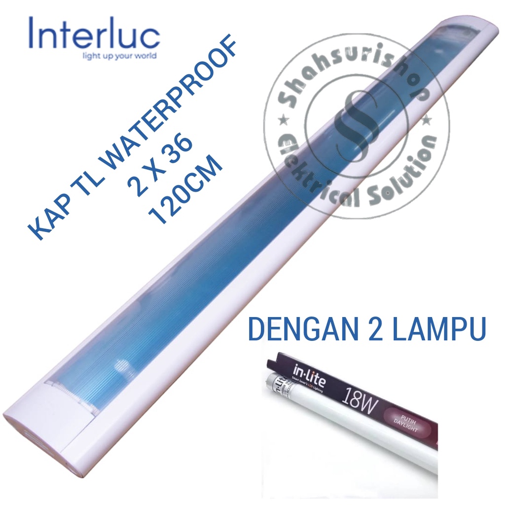 INTERLUC KAP TL LED 2x36 WATERPROOF 120 CM DENGAN 2 LAMPU MURAH TERANG BERGARANSI