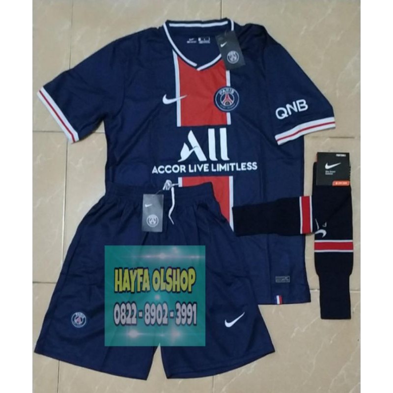 SATU SET JERSEY PSG HOME 2020 - 2021