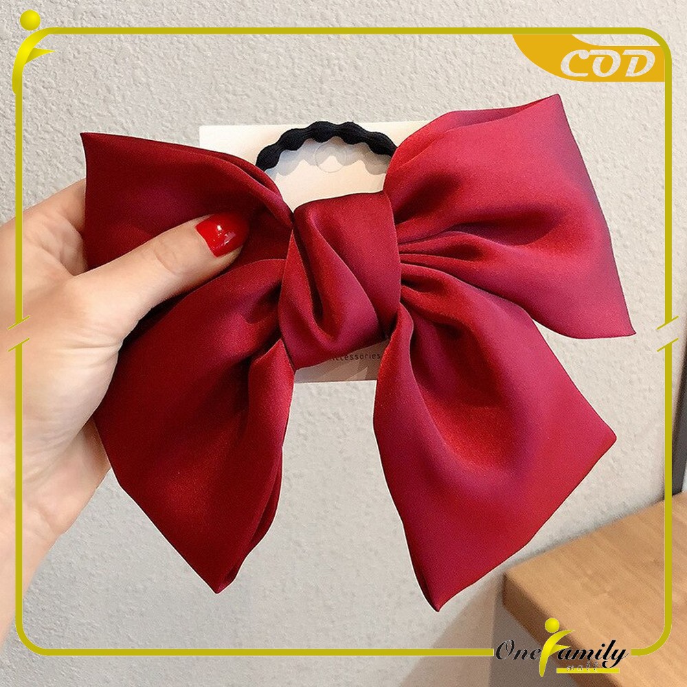 ONE-C160 Ikat Rambut Pita Besar Kuncir Rambut Hairband Aksesoris Wanita Kunciran Rambut Korea Style-PITA MERAH
