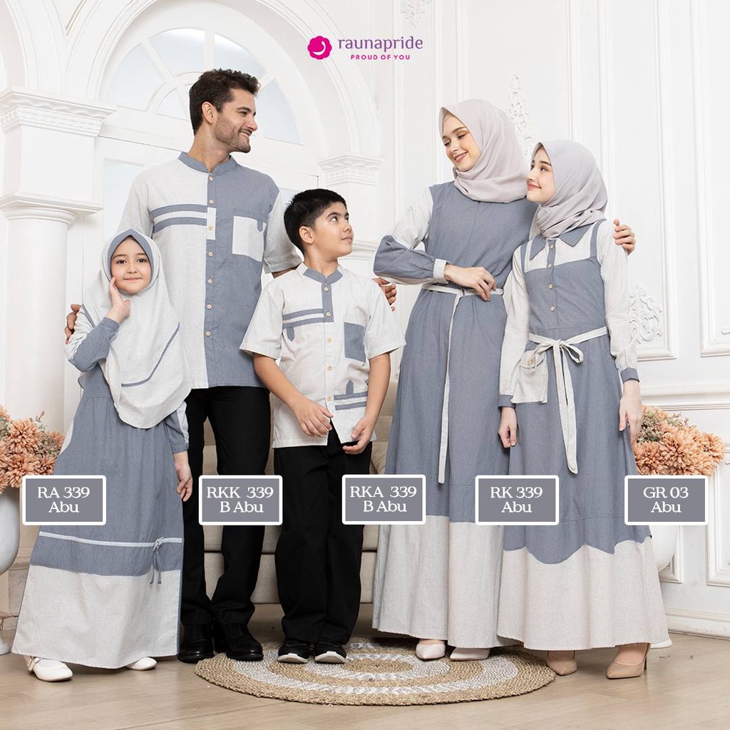 Rauna Sarimbit RK 339 Abu Couple Keluarga Fashion Muslim