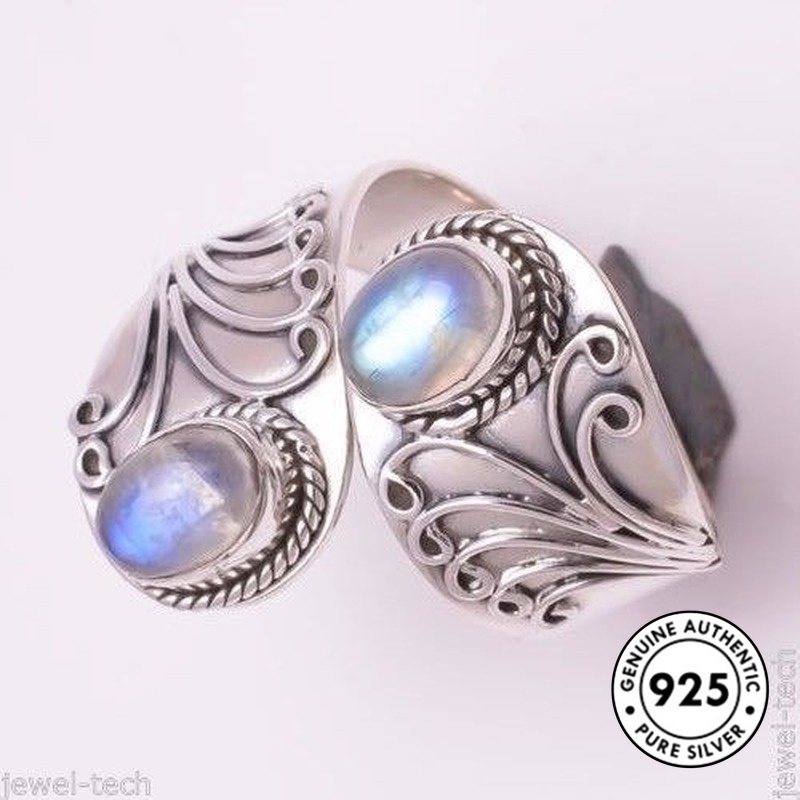 Cincin Sterling Silver 925 Dengan Batu Moonstone Untuk Wanita