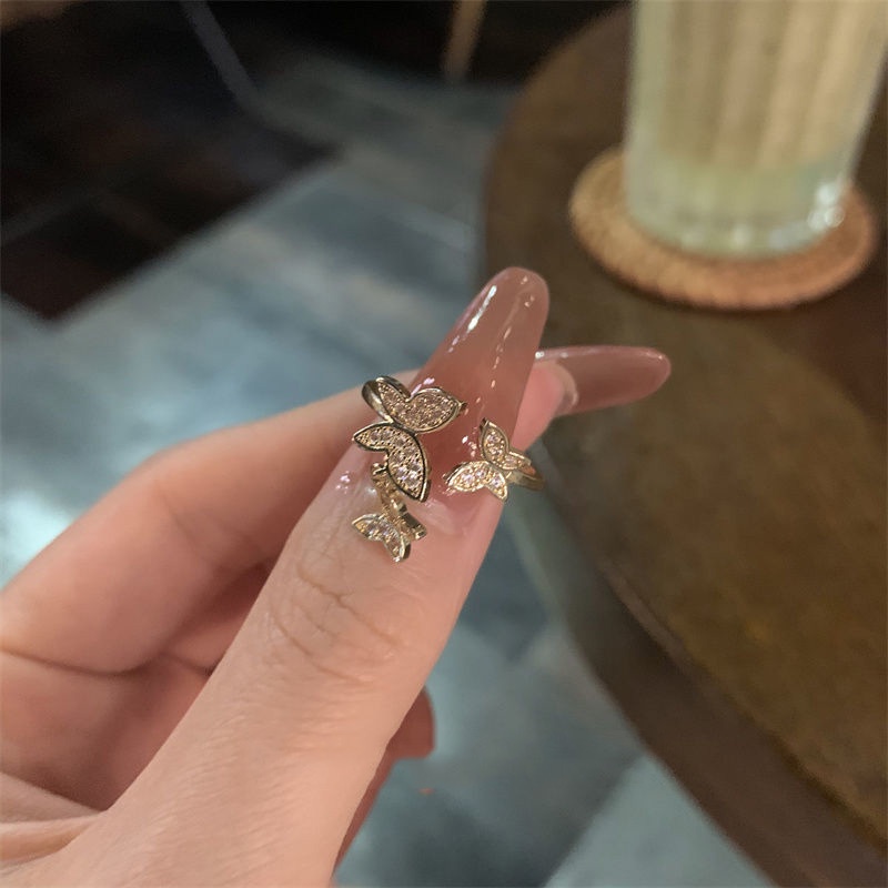 Cincin Model Terbuka Adjustable Desain Butterfly Gaya Korea