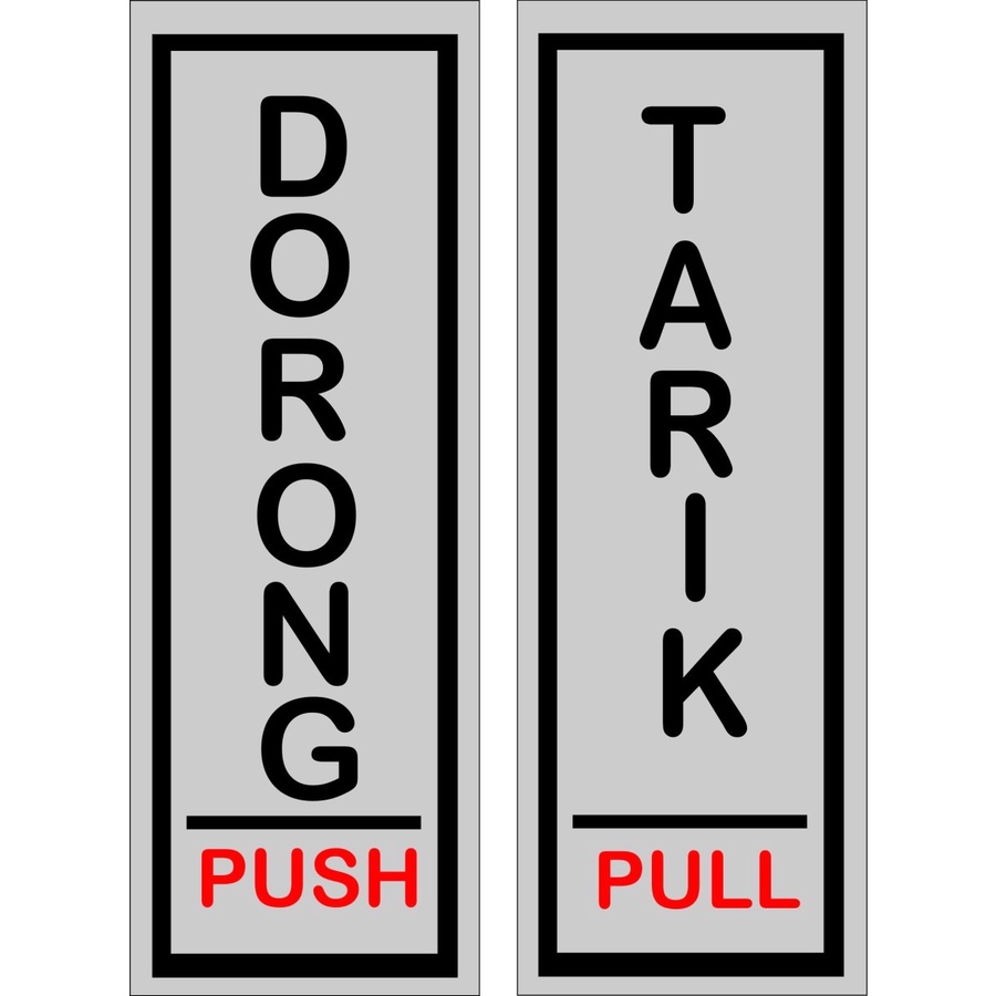 Stiker Tulisan Dorong Tarik Pintu Kaca Toko Tanda Sign Tamu