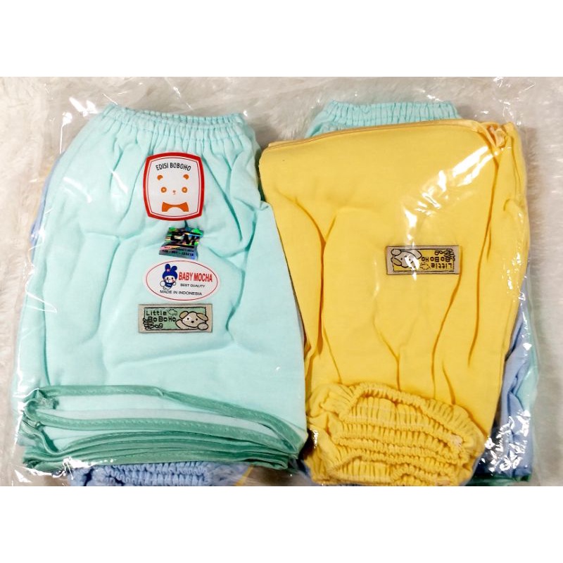 3 Pcs Celana Pendek Bis Warna Polos/ Putih Sablon  Baby Mocha Little Boboho SNI