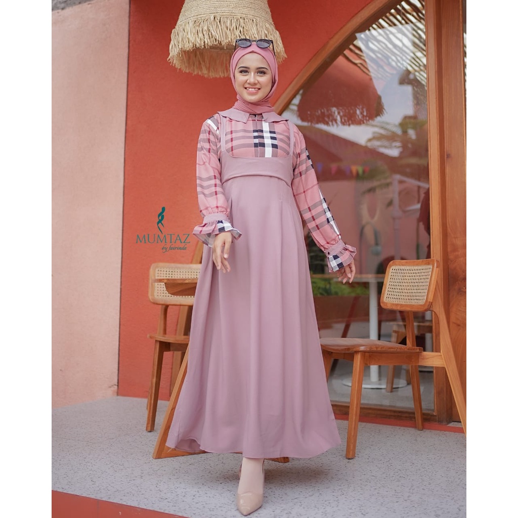 DRESS AVRIL AMOORA MUMTAZ GAMIS OVERALL STYLE CASUAL HANGOUT REMAJA WANITA SYARI KEKINIAN