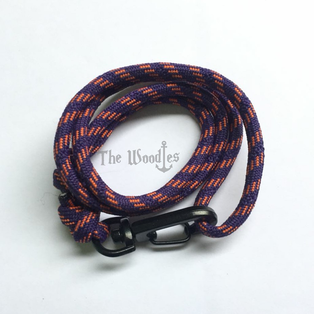 Gelang tali jangkar paracord prusik handmade kait biasa ungu polet orange