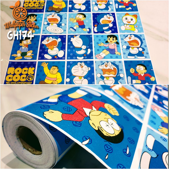 Wallpaper Dinding Doraemon Motif Dan Karakter PREMIUM Quality Size 45cm X 10M GH174