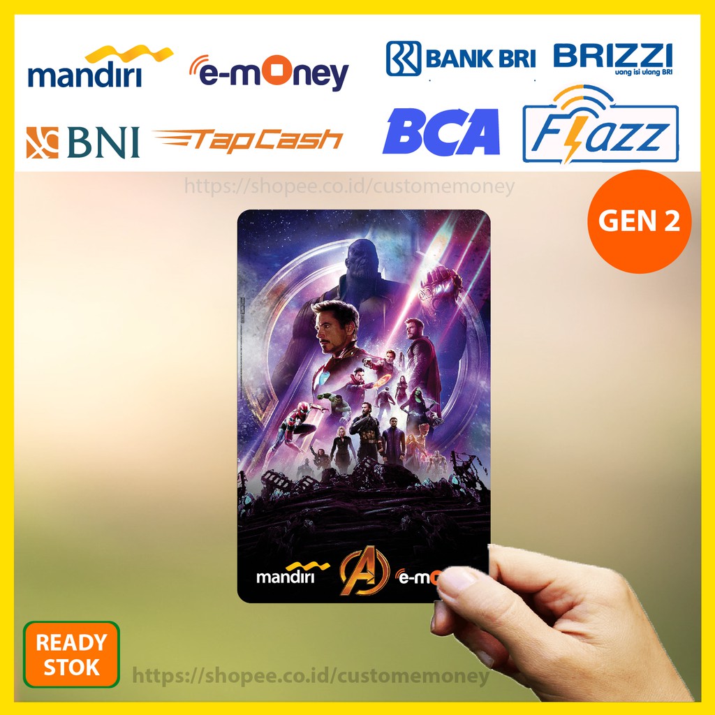 KARTU EMONEY SUPERHERO MARVEL AVERNGERS 21 ETOLL MANDIRI FLAZZ BCA GEN 2 TAPCASH BRIZZI - 1 SISI