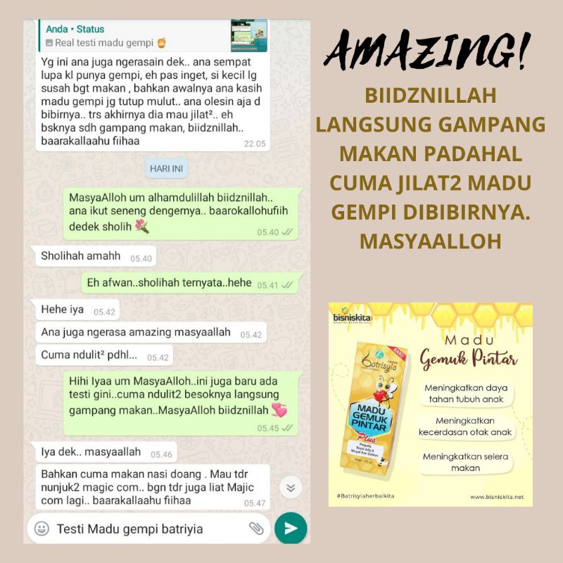 MADU GEMPI ATASI ANAK GTM/ MADU ANAK GEMUK PINTAR/PENGGEMUK BADAN ANAK/MADU PENAMBAH NAFSU MAKAN ANAK/NUTRISI VITAMIN ANAK