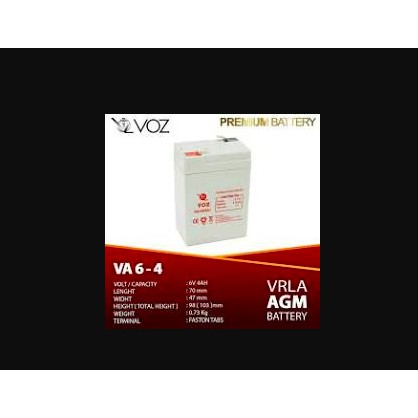 BATTERY BATERAI AKI ACCU KERING VRLA AGM VOZ 6V 4.5AH MAINAN LAMPU