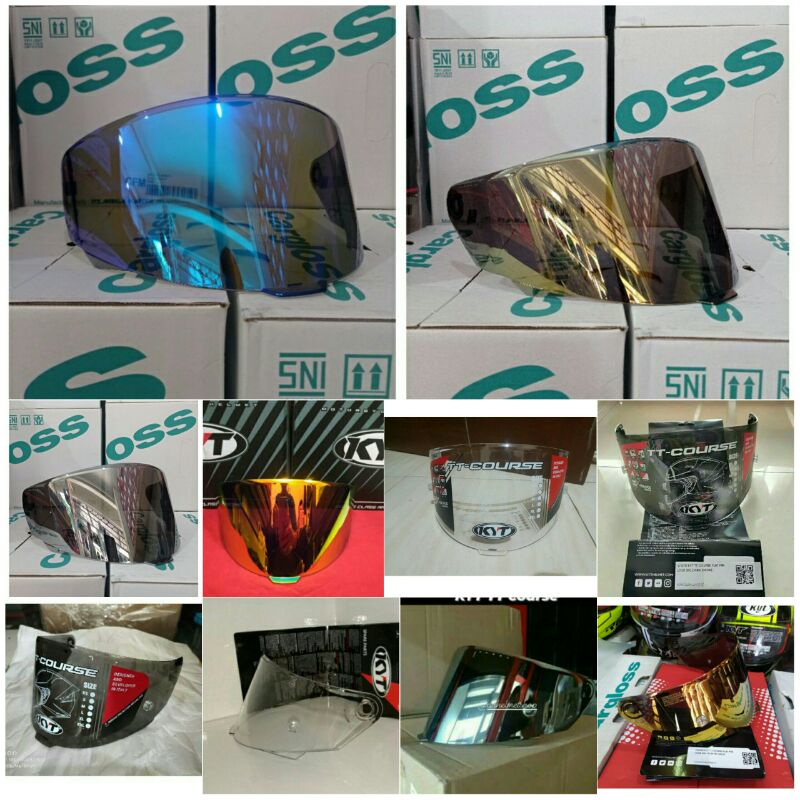 Visor flat kyt tt course clear dark smoke light smoke photocromic photochromic iridium red blue gold