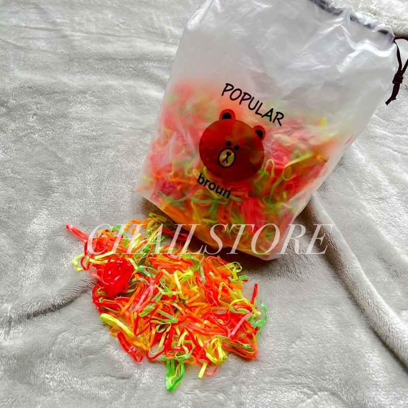 KARET JEPANG (isi 2000 pcs) Ikat Rambut / FREE POUCH chail