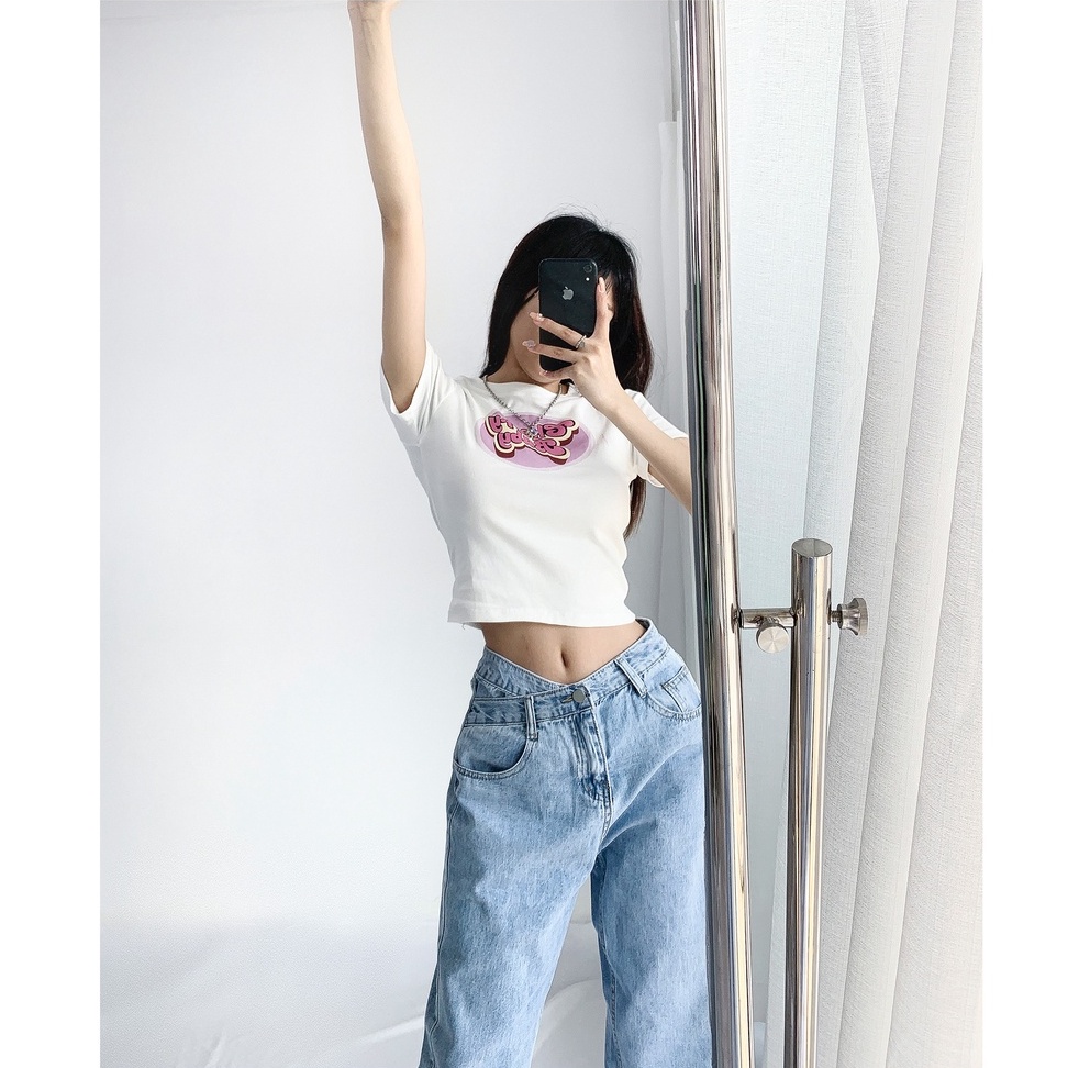 Celana Panjang High Waist Korean Style Straight Jeans Kulot Jeans Biru Wanita Kekinian