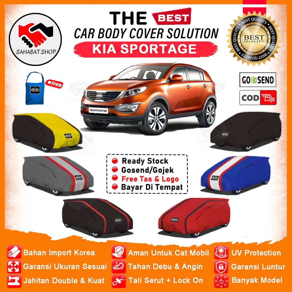 Sahabat Body Cover Mobil Sportage / Sarung Penutup Kia Sportage Outdoor / Selimut Tutup Mantel Kerudung Pelindung Jas Mantol Kerodong Kelambu Tutupan Bungkus Pembungkus Mobil Sportage Waterproof Anti Air Model Orange