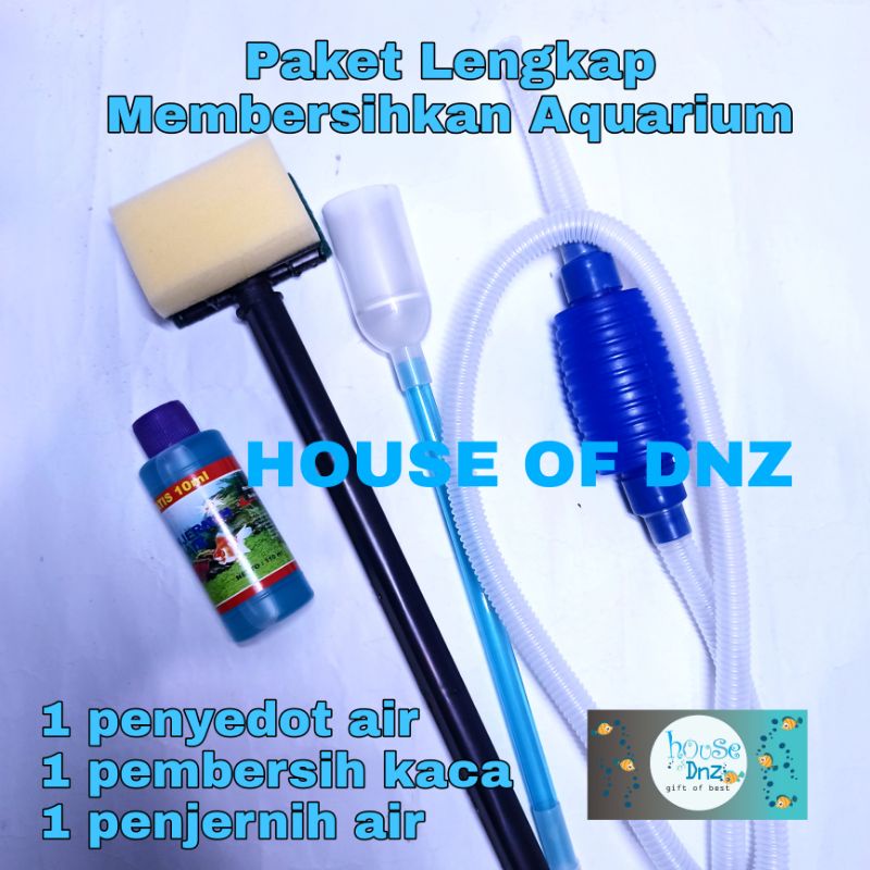 Alat Pembersih Aquarium Lengkap Paket Lengkap Pembersih Kaca Aquarium Menguras Air Handpump Scraper 