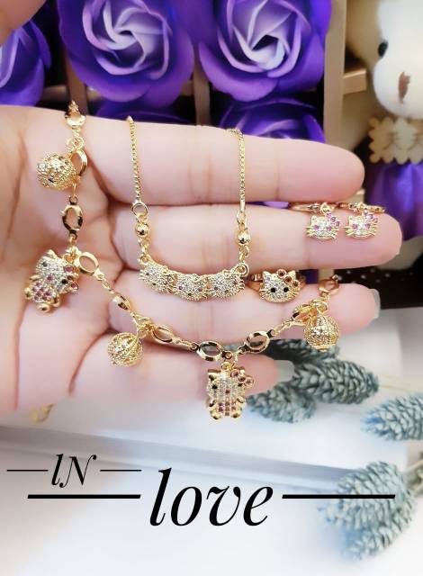 Xuping set perhiasan anak lapis emas 18k 0605i