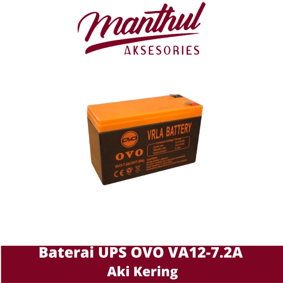 OVO VA12-7.2A 12V 7.2Ah VRLA Battery Baterai UPS Aki Kering