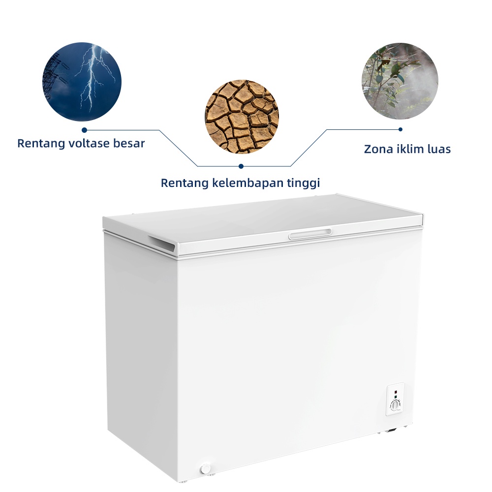 Changhong Chest Freezer FCF336DW Kapasitas 280 Liter  (Fast Freezing) (Design Look Minimalis) ( Big Capacity) (Voltase Yang Stabil) (Perlindungan Tanpa Listrik) (Perlindungan Tanpa Listrik) (Daya Listrik Rendah/Low Watt) (Chest Freezer Pembekuan Cepat)