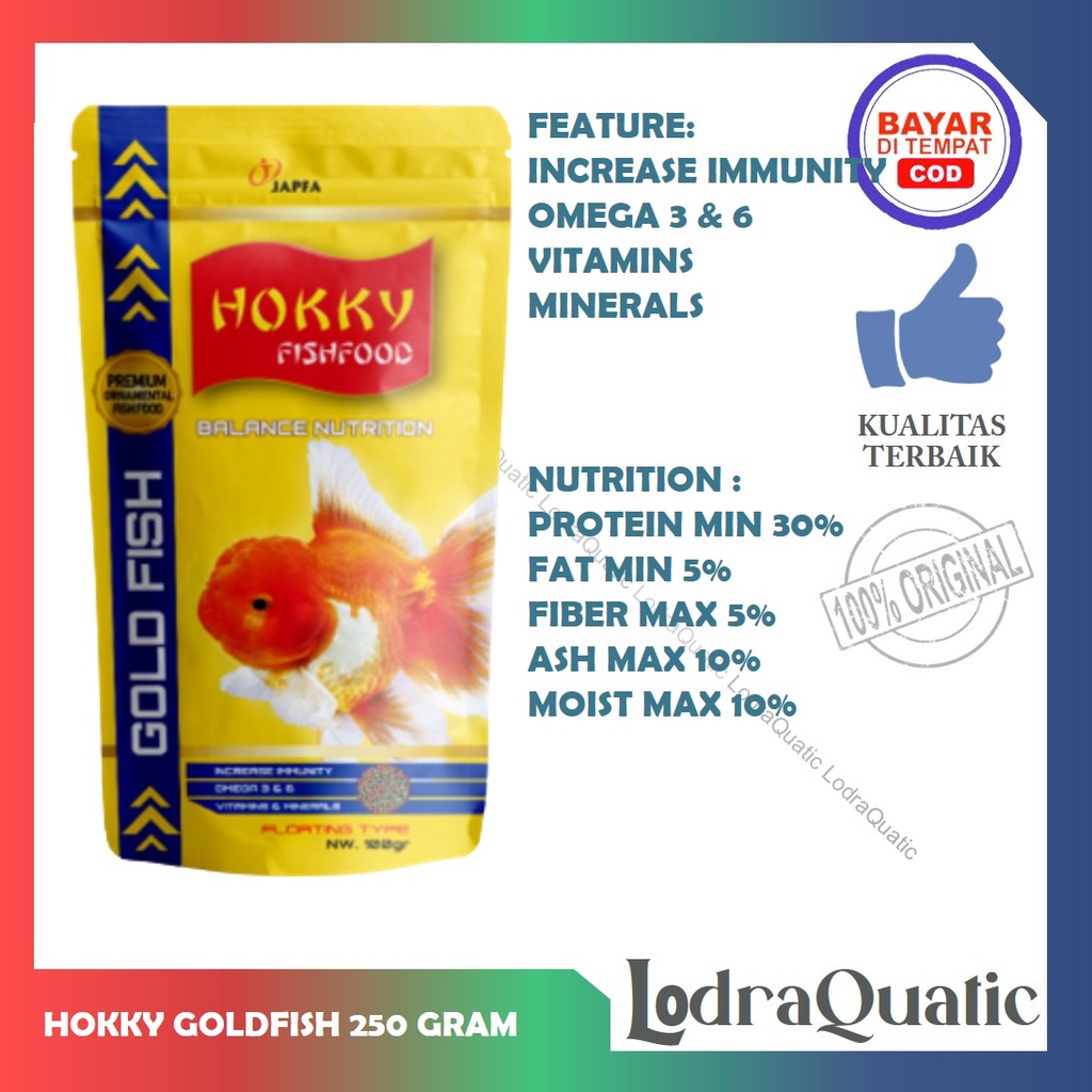 {HOKKY GOLDFISH 250 GRAM} PROMO MURAH MAKANAN PELET IKAN HIAS HOKKY GOLDFISH 250 GRAM FISH FOOD PELET IKAN KOKI PAKAN IKAN HIAS PAKAN IKAN MAS