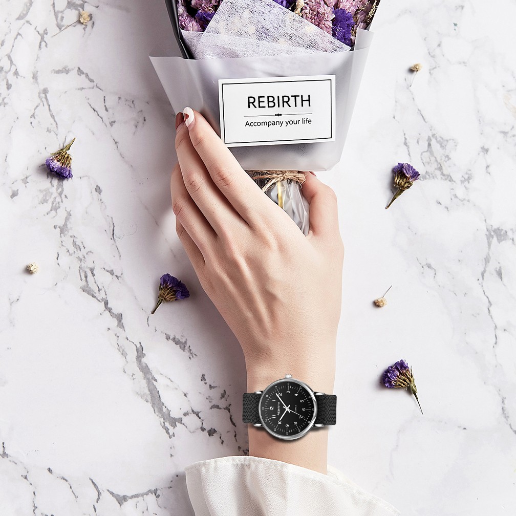 REBIRTH Jam Tangan Wanita Simple Santai Olahraga Tali Nilon Tahan Air Jam Tangan Cewek-8