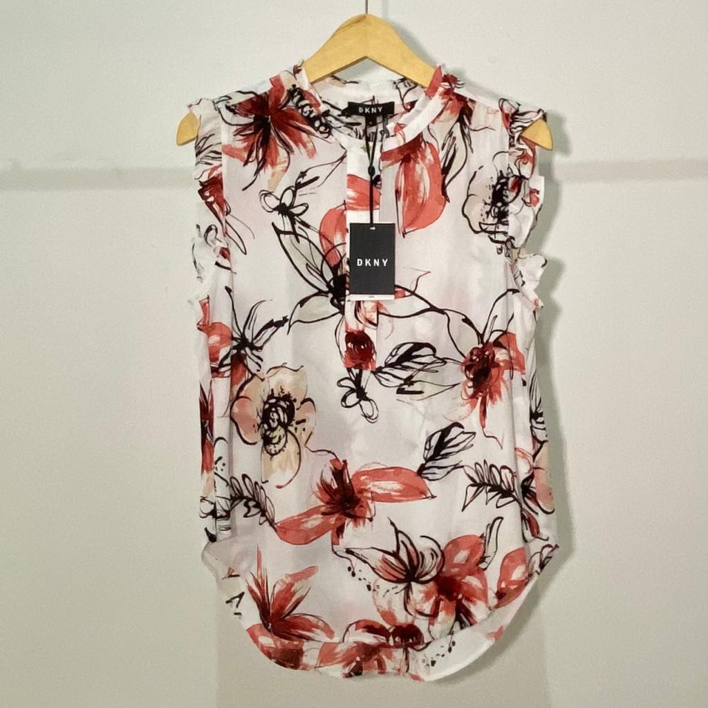 Blouse DKNY Floral White Black Red Model Tanktop