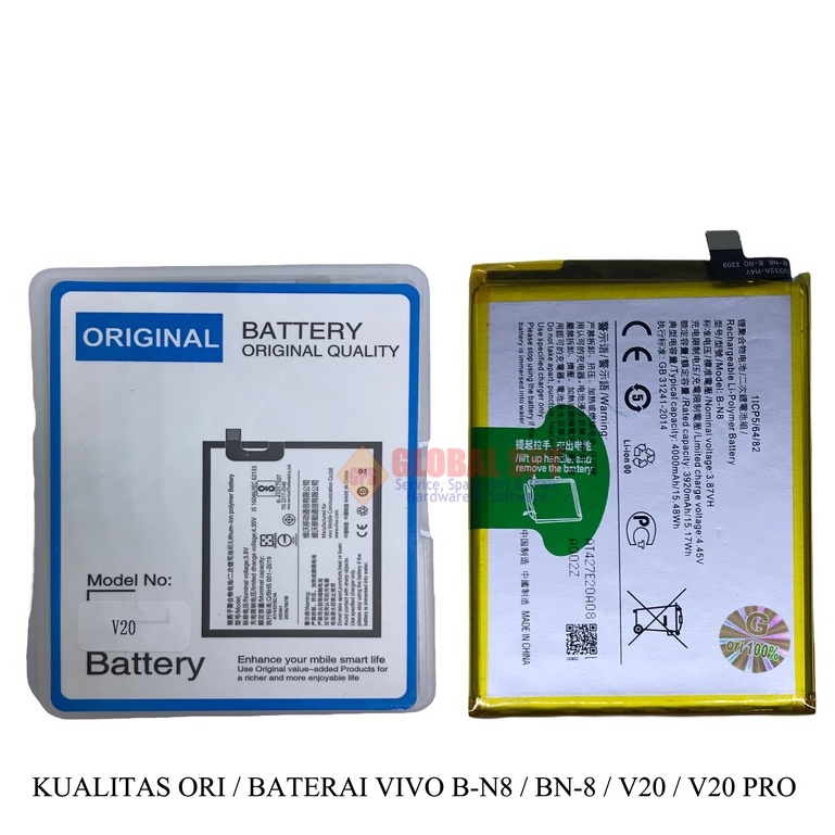 KUALITAS ORI / BATERAI B-N8 / BATERE BN-8 / BATRE V20 / V20 PRO