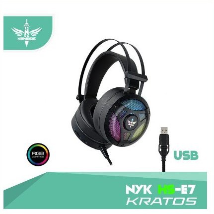 ITSTORE NYK Headset Gaming Kratos Rgb 7.1 Hs-E7 Headphone hs e7 hse7 Orginal Garansi Resmi LED USB