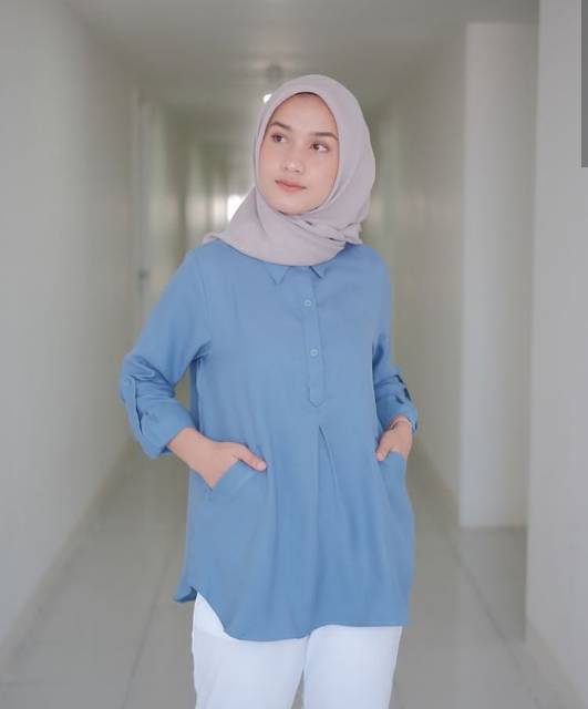 TERMURAH  Pocket Shirt by Gonegani baju lengan panjang Blouse panjang